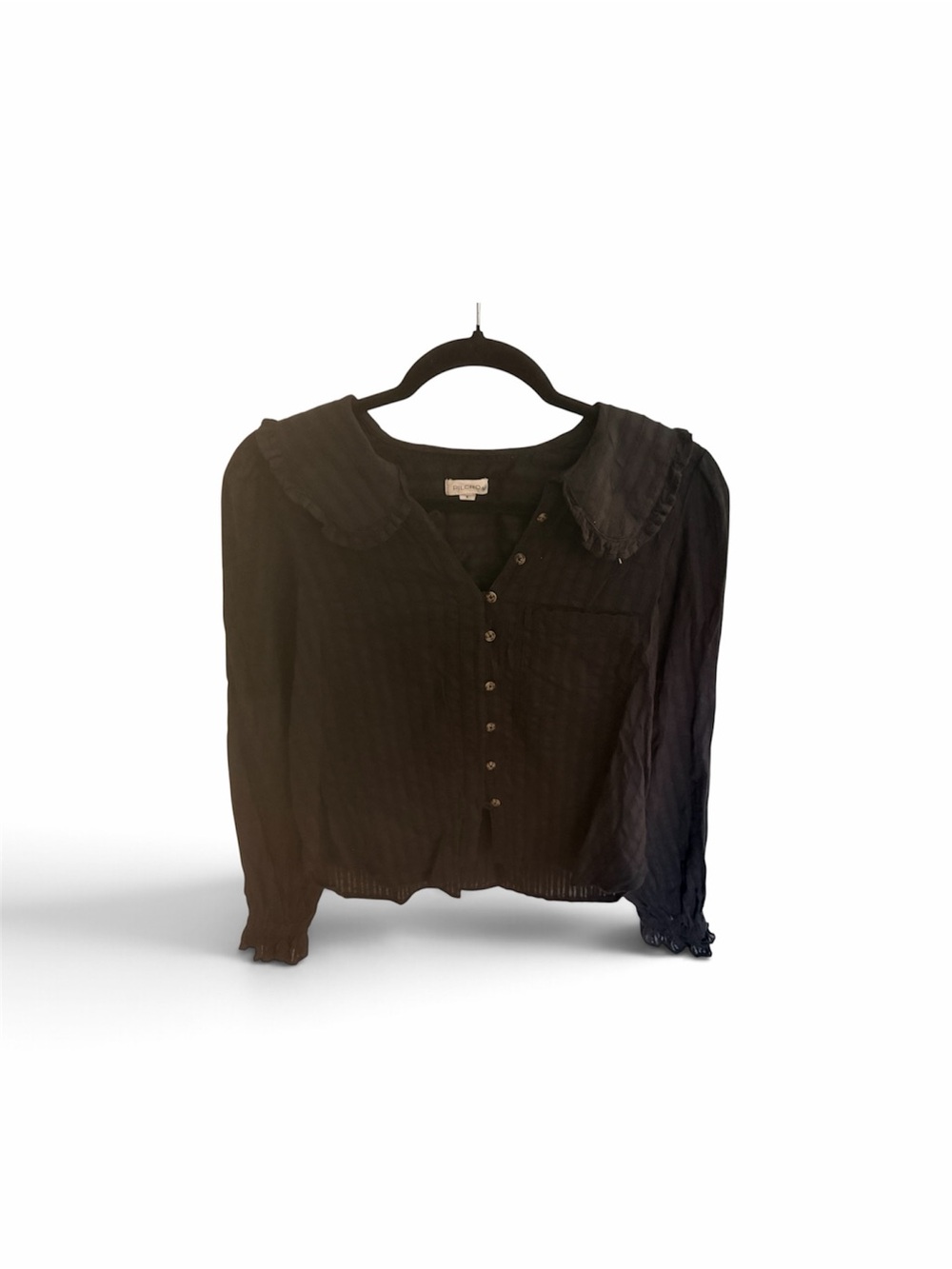 Pilcro Women’s Black Button-Front Blouse with Peter Pan Collar